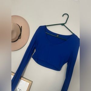Blue Long Sleeve Crop